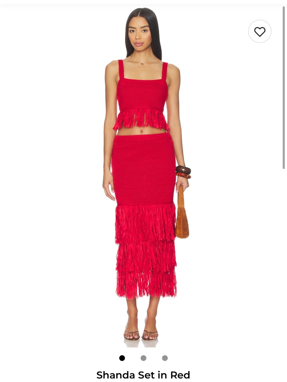SAYLOR Red Fringe Midi Skirt from Revolve . Knit BRAND NEW